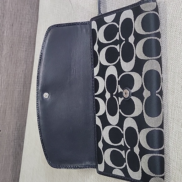 Coach Signature Black/Gray Canvas Leather Wallet - Picture 7 of 11
